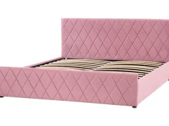 Sängyt<Beliani Parisanky Sametti Säilytystila Vaaleanpunainen 180 X 200 Cm Rochefort