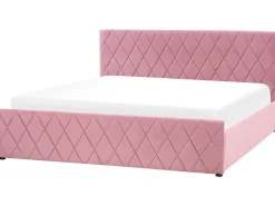 Sängyt<Beliani Parisanky Sametti Säilytystila Vaaleanpunainen 180 X 200 Cm Rochefort