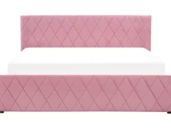 Sängyt<Beliani Parisanky Sametti Säilytystila Vaaleanpunainen 180 X 200 Cm Rochefort