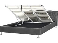 New Beliani Parisanky Sametti Säilytystila Tummanharmaa 180 X 200 Cm Metz