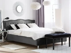 New Beliani Parisanky Sametti Säilytystila Tummanharmaa 180 X 200 Cm Metz