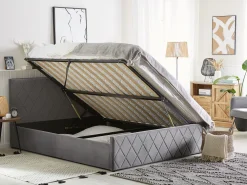 Clearance Beliani Parisanky Sametti Säilytystila Harmaa 180 X 200 Cm Rochefort