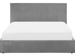 Sängyt<Beliani Parisanky Sametti Säilytystila Vaaleanharmaa 160 X 200 Cm Lorient