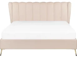 New Beliani Parisanky Sametti Usb-Portti Beige 160 X 200 Cm Miribel