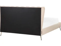 New Beliani Parisanky Sametti Usb-Portti Beige 160 X 200 Cm Miribel