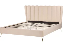 New Beliani Parisanky Sametti Usb-Portti Beige 160 X 200 Cm Miribel