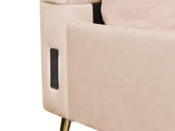 New Beliani Parisanky Sametti Usb-Portti Beige 160 X 200 Cm Miribel