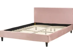 Sängyt<Beliani Parisanky Sametti Vaaleanpunainen 140 X 200 Cm Fitou