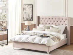 Fashion Beliani Parisanky Sametti Vaaleanpunainen 180 X 200 Cm Lubbon