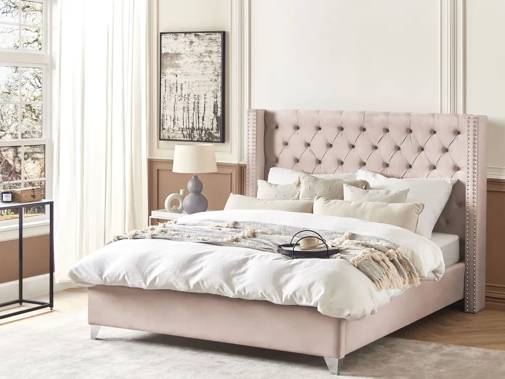 Fashion Beliani Parisanky Sametti Vaaleanpunainen 180 X 200 Cm Lubbon