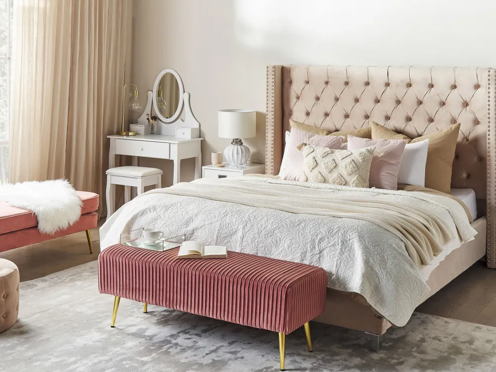 Fashion Beliani Parisanky Sametti Vaaleanpunainen 180 X 200 Cm Lubbon