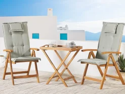 Best Beliani Parvekekalustesetti Akaasiapuinen Ruskeanharmailla Pehmusteilla Java