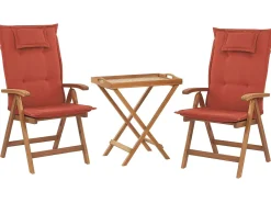 Sale Beliani Parvekekalustesetti Akaasiapuinen Terrakotan Varisilla Pehmusteilla Java