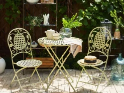 Ulkokalusteet<Beliani Parvekekalustesetti Metallinen Vaaleanvihrea Bivio