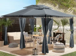 Ulkokalusteet<Beliani Paviljonki Grafiitinharmaa 400 X 300 Cm Colos