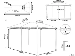 Ulkokalusteet<Beliani Paviljonki Grafiitinharmaa 400 X 300 Cm Colos