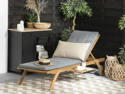 Tekstiilit<Beliani Pehmustetyyny Aurinkotuoliin 192 X 56 X 5 Cm Harmaa Cesana