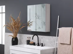 Store Beliani Peilikaappi Led-Valo Valkoinen 60 X 60 Cm Chabunco