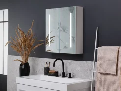 Store Beliani Peilikaappi Led-Valo Valkoinen 60 X 60 Cm Chabunco