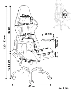Fashion Beliani Pelituoli Keinonahka Led-Valo Musta Gleam