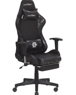 Online Beliani Pelituoli Keinonahka Maastokuvio Musta/Tummanharmaa Victory