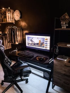 Online Beliani Pelituoli Keinonahka Maastokuvio Musta/Tummanharmaa Victory