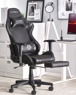 Online Beliani Pelituoli Keinonahka Maastokuvio Musta/Tummanharmaa Victory