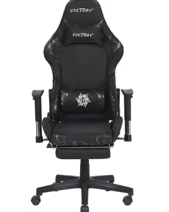 Online Beliani Pelituoli Keinonahka Maastokuvio Musta/Tummanharmaa Victory