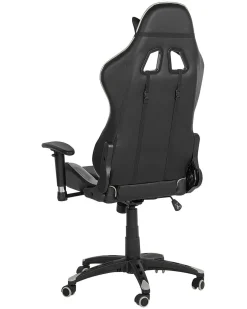 Store Beliani Pelituoli Keinonahka Musta/Hopea Knight