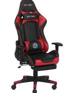 Store Beliani Pelituoli Keinonahka Musta/Punainen Victory