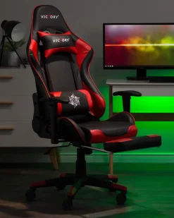 Store Beliani Pelituoli Keinonahka Musta/Punainen Victory