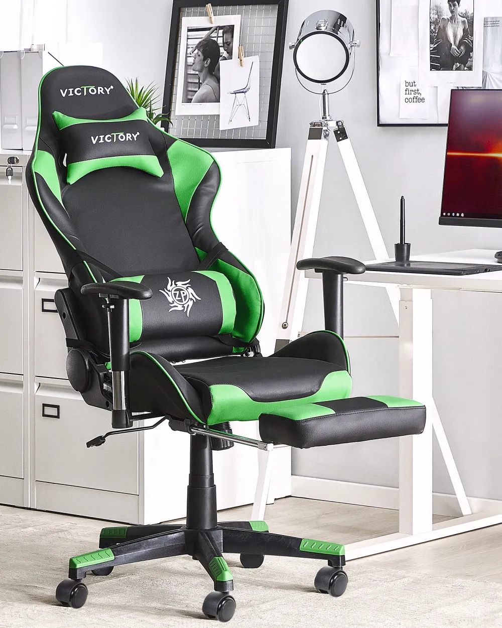 Lastenhuone<Beliani Pelituoli Keinonahka Musta/Vihrea Victory