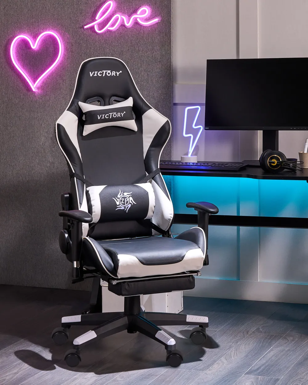 Lastenhuone<Beliani Pelituoli Keinonahka Musta/Valkoinen Victory