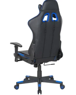 Store Beliani Pelituoli Keinonahka Musta/Tummansininen Gamer