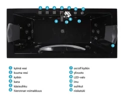 Kylpy- & Poreammeet<Beliani Poreamme Led-Valot Musta 170 X 80 Cm Hawes