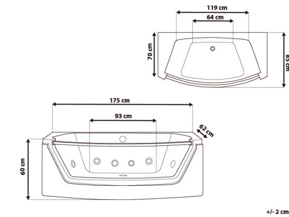 Best Beliani Poreamme Led-Valot Valkoinen 175 X 85 Cm Fuerte