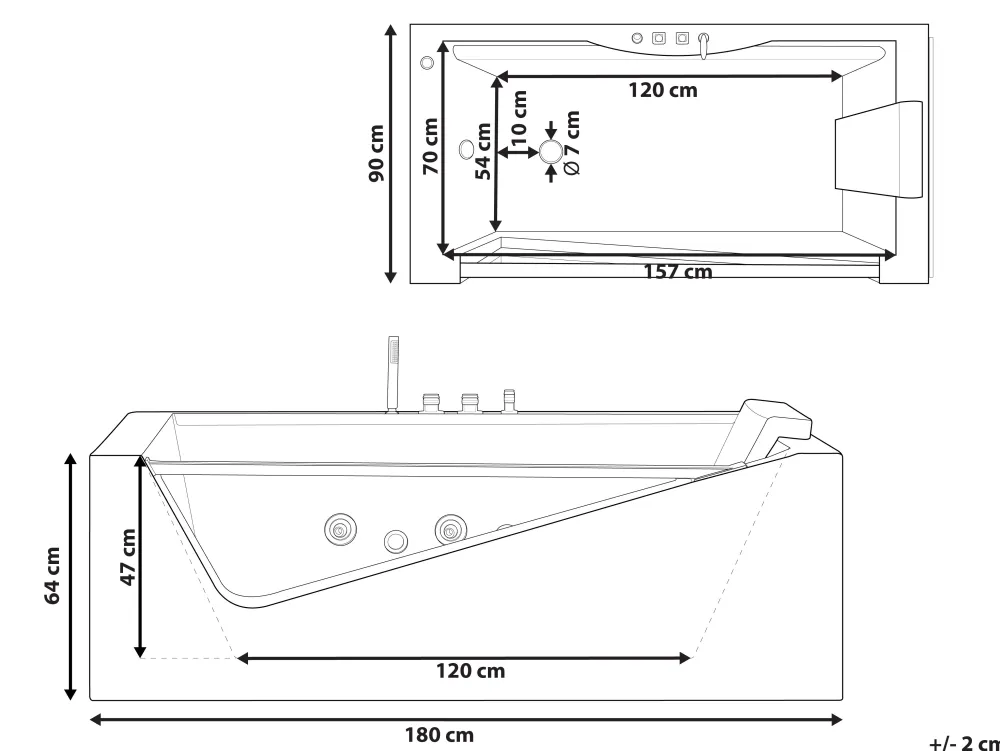 Kylpy- & Poreammeet<Beliani Poreamme Led-Valot Valkoinen 180 X 90 Cm Marquis