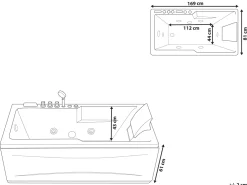 Kylpy- & Poreammeet<Beliani Poreamme Oikeak. Led-Valot Valkoinen 169 X 81 Cm Artemisa