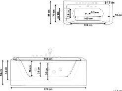 Flash Sale Beliani Poreamme Valkoinen 170 X 85 Cm Barranca