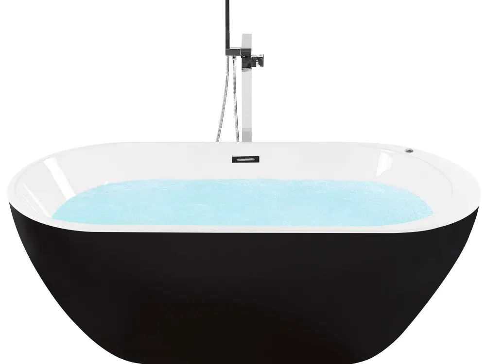 Kylpy- & Poreammeet<Beliani Poreamme Vapaasti Seisova Led-Valot Musta 170 X 80 Cm Nevis