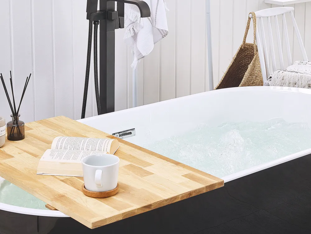 Kylpy- & Poreammeet<Beliani Poreamme Vapaasti Seisova Led-Valot Musta 170 X 80 Cm Nevis