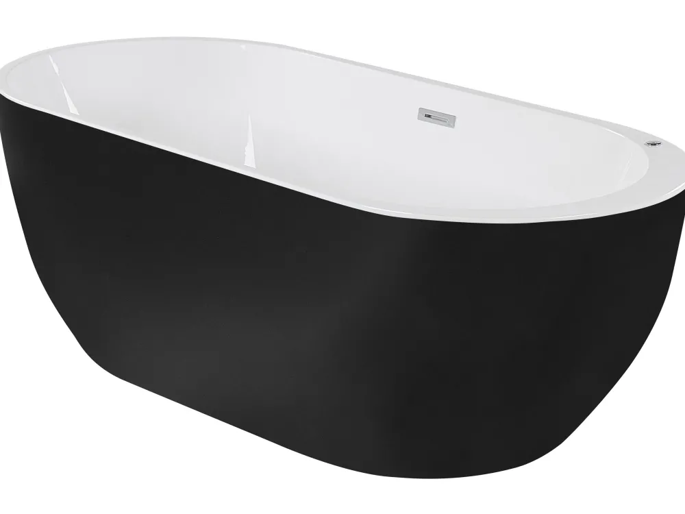 Kylpy- & Poreammeet<Beliani Poreamme Vapaasti Seisova Led-Valot Musta 170 X 80 Cm Nevis