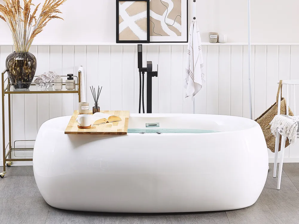 Kylpy- & Poreammeet<Beliani Poreamme Vapaasti Seisova Led-Valot Valkoinen 180 X 100 Cm Mustique