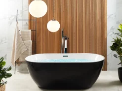 Kylpy- & Poreammeet<Beliani Poreamme Vapaasti Seisova Led-Valot Musta 170 X 80 Cm Nevis Iii