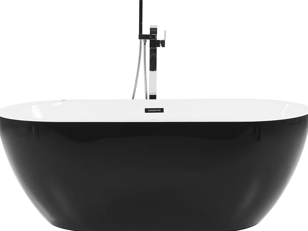 Kylpy- & Poreammeet<Beliani Poreamme Vapaasti Seisova Led-Valot Musta 170 X 80 Cm Nevis Iii