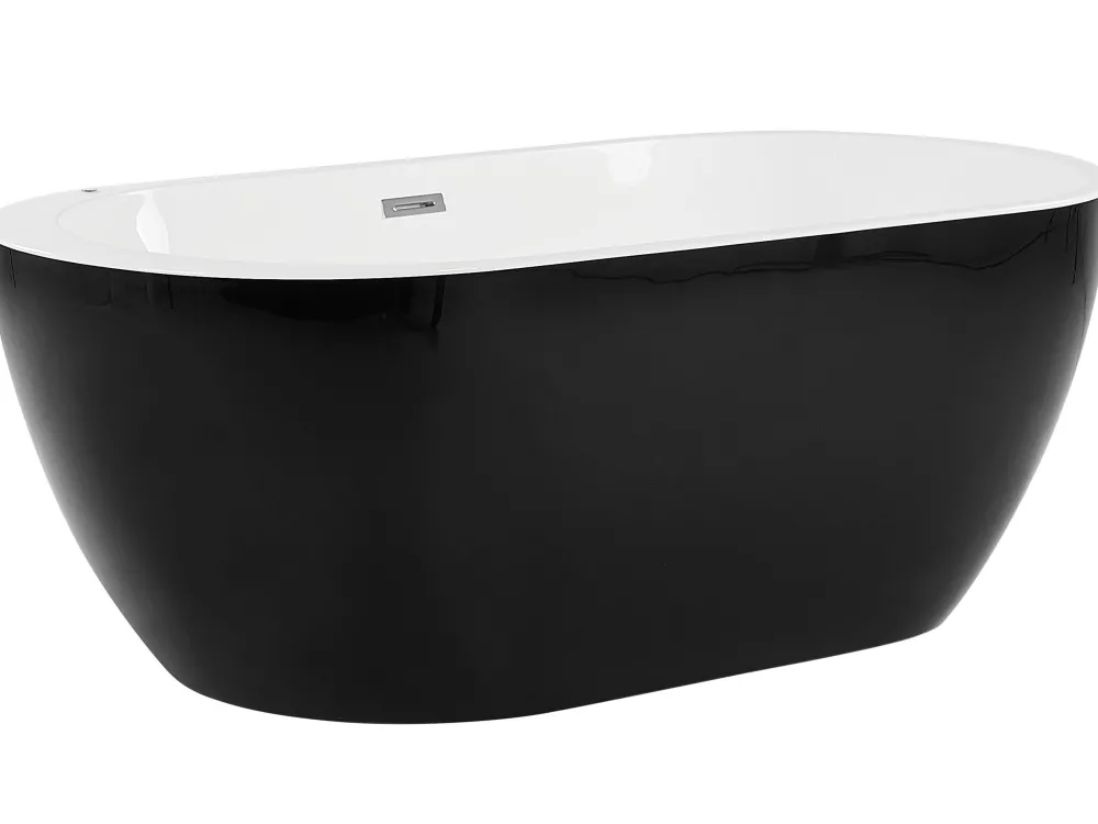 Kylpy- & Poreammeet<Beliani Poreamme Vapaasti Seisova Led-Valot Musta 170 X 80 Cm Nevis Iii