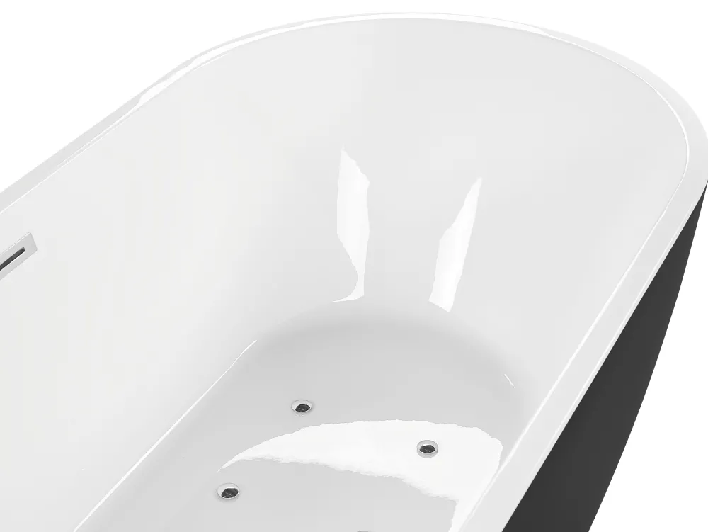 Kylpy- & Poreammeet<Beliani Poreamme Vapaasti Seisova Led-Valot Musta 170 X 80 Cm Nevis Iii