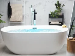 Kylpy- & Poreammeet<Beliani Poreamme Vapaasti Seisova Led-Valot Valkoinen 170 X 80 Cm Nevis