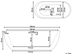 Kylpy- & Poreammeet<Beliani Poreamme Vapaasti Seisova Led-Valot Valkoinen 170 X 80 Cm Nevis