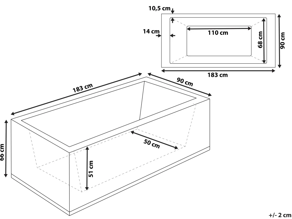 Kylpy- & Poreammeet<Beliani Poreamme Vasenk. Led-Valot Musta 183 X 90 Cm Varadero